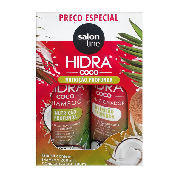 Kit shampoo + moisturizing conditioner "Hidra Coco" with coconut oil "Salon Line" 2x 300ml