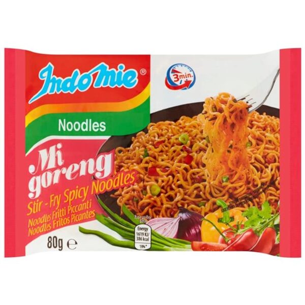 Indomie Mi Goreng Instant Stir Fry Noodles, Halal Certified, Hot & Spicy / Pedas Flavor 2.82 Ounce
