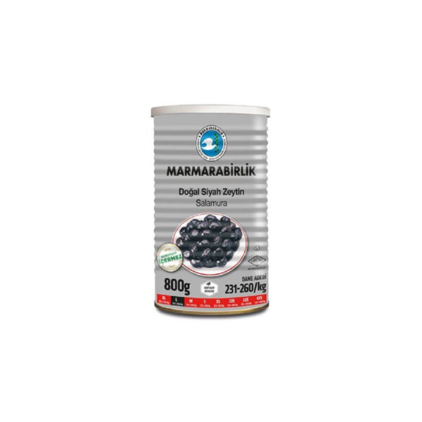 Marmarabirlik Dogal Salamura Siyah Zeytin Teneke L HIPER 800 g - schwarze Oliven, in der Dose L HIPER 800 g