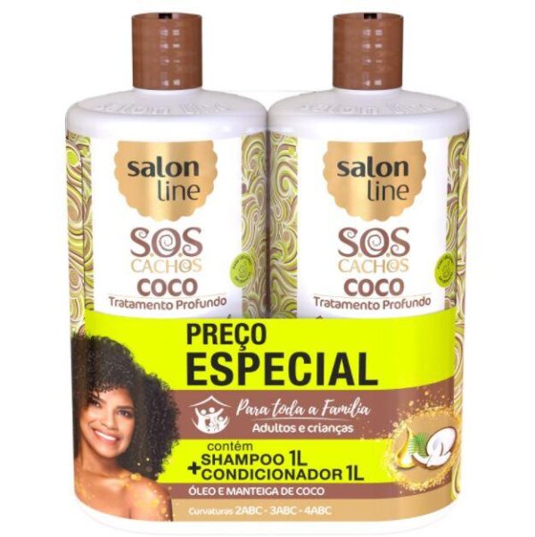 Salon Line SOS Curls Coconut Curly Wavy Deep Moisturizing Treatment Kit 2x1l