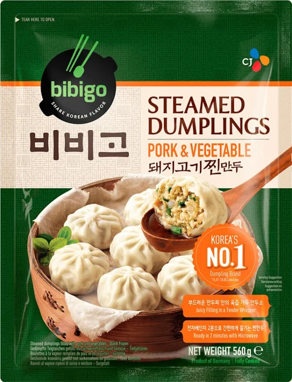 Bibigo Steamed Dumplings Pork & Vegetable 560gm