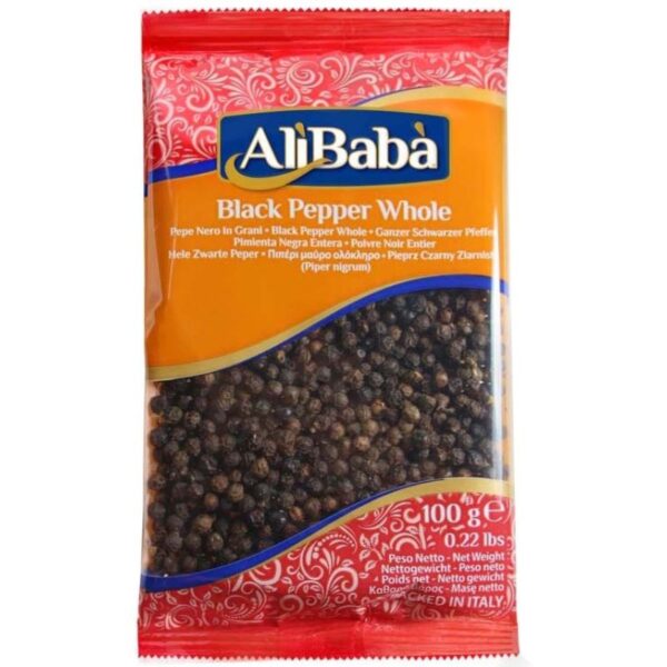 Black Pepper Whole (Kali Mirch) - Ali Baba 100g