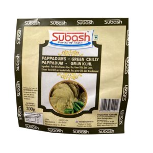 Subash Pappadoms Green Chilly 200gm