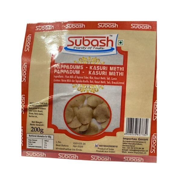 Subash Pappadoms Kasuri Methi 200gm